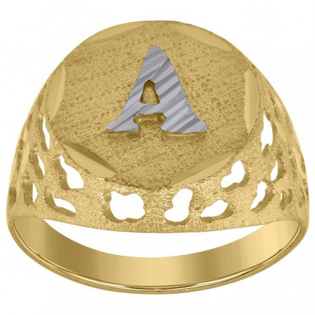 10Kt Gold Initial "A" Letter Ring