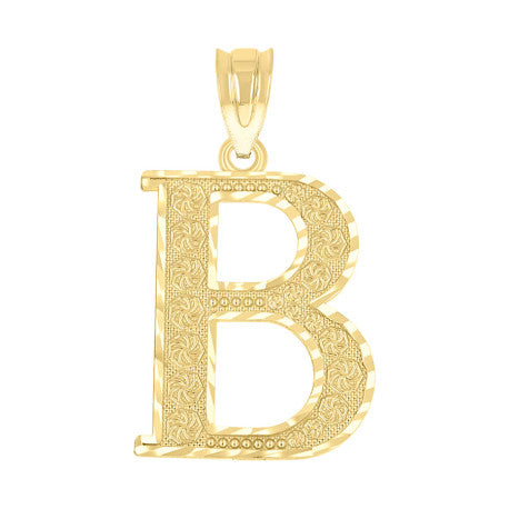 10Kt Gold Initial "B" Letter Pendant