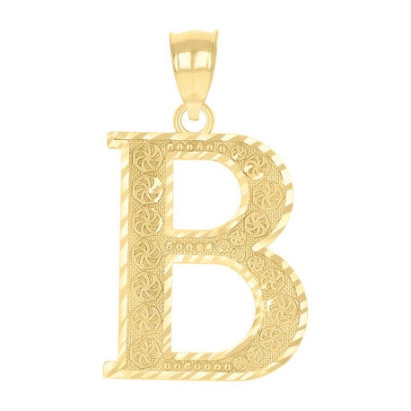 10Kt Gold Initial Letter Pendant "B"
