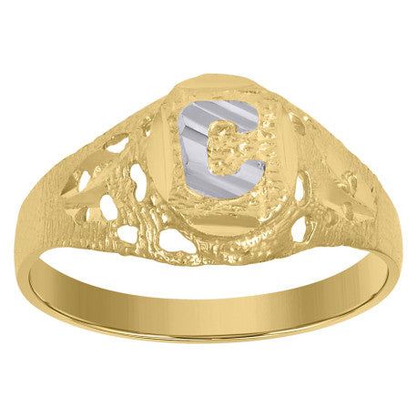 10Kt Gold Initial "C" Letter Ring