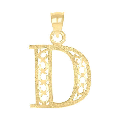 10Kt Gold Initial "D" Letter Pendant