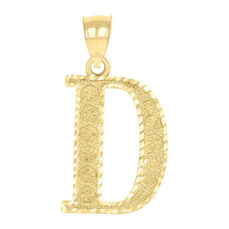 10Kt Gold Initial Letter Pendant "D"