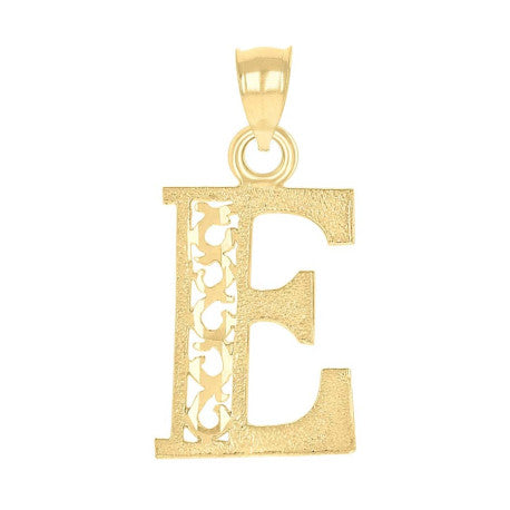 10Kt Gold Initial "E" Letter Pendant