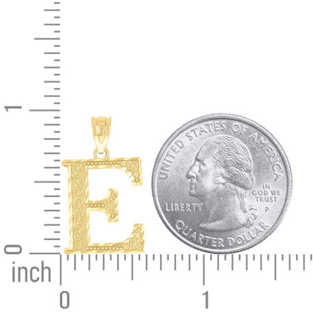 10Kt Gold Initial "E" Letter Pendant