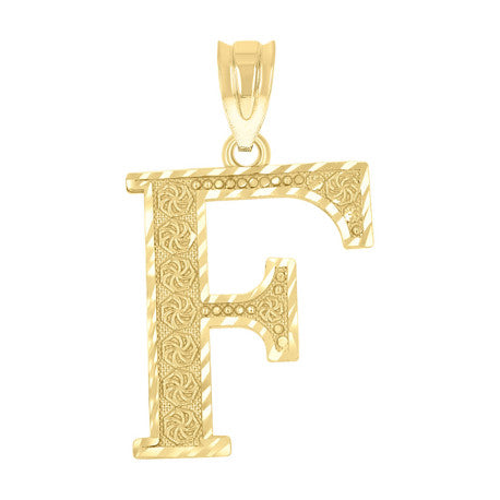 10Kt Gold Initial "F" Letter Pendant