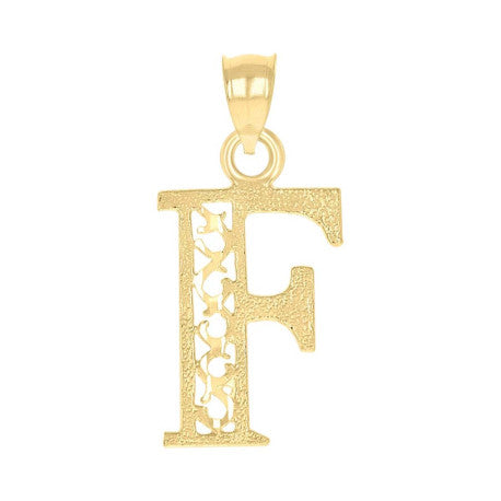 10Kt Gold Initial "F" Letter Pendant