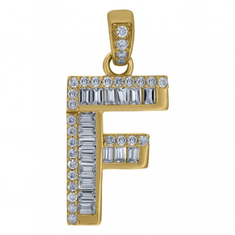 10Kt Gold Initial "F" Letter Pendant