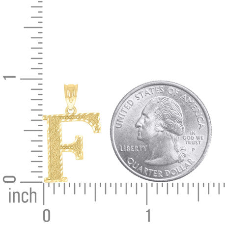 10Kt Gold Initial "F" Letter Pendant