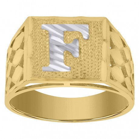 10Kt Gold Initial "F" Letter Ring
