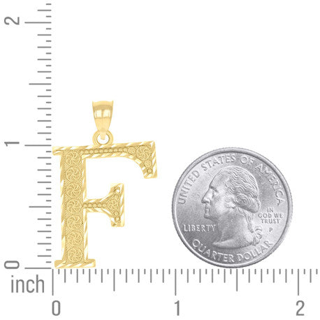 10Kt Gold Initial Letter Pendant "F"