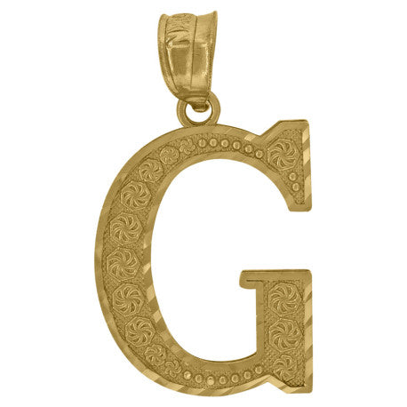 10Kt Gold Initial "G" Letter Pendant