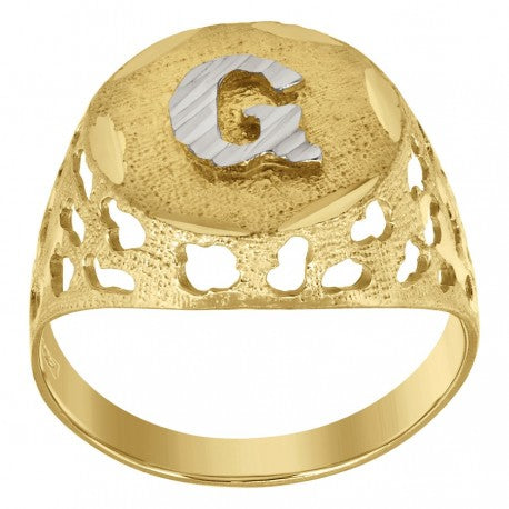 10Kt Gold Initial "G" Letter Ring