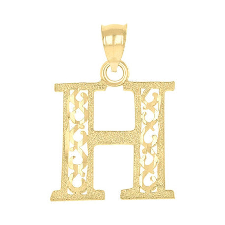 10Kt Gold Initial "H" Letter Pendant