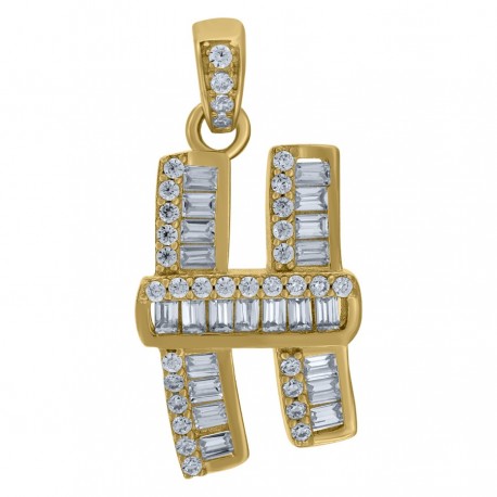 10Kt Gold Initial "H" Letter Pendant