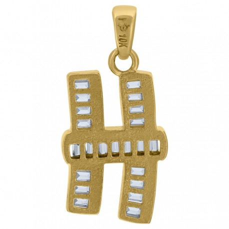 10Kt Gold Initial "H" Letter Pendant