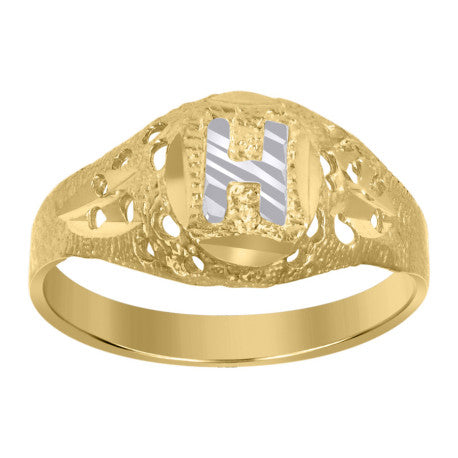 10Kt Gold Initial "H" Letter Ring