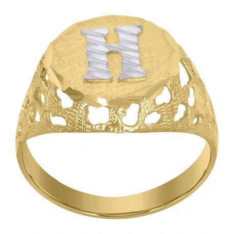 10Kt Gold Initial "H" Letter Ring