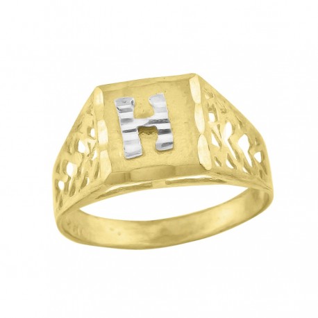 10Kt Gold Initial "H" Letter Ring