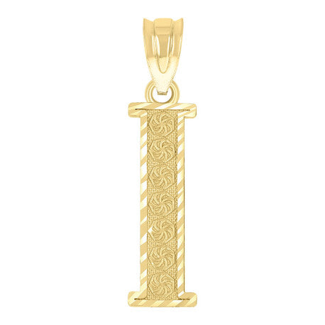 10Kt Gold Initial "I" Letter Pendant