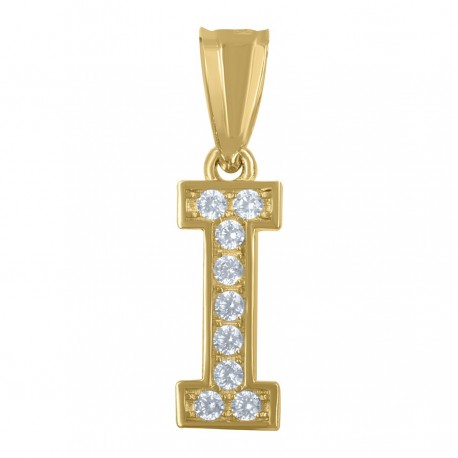 10Kt Gold Initial "I" Letter Pendant