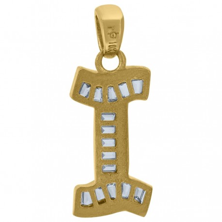 10Kt Gold Initial "I" Letter Pendant
