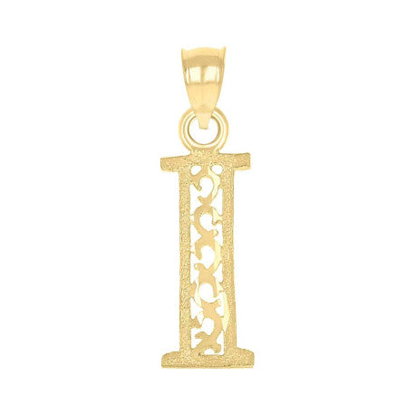 10Kt Gold Initial "I" Letter Pendant