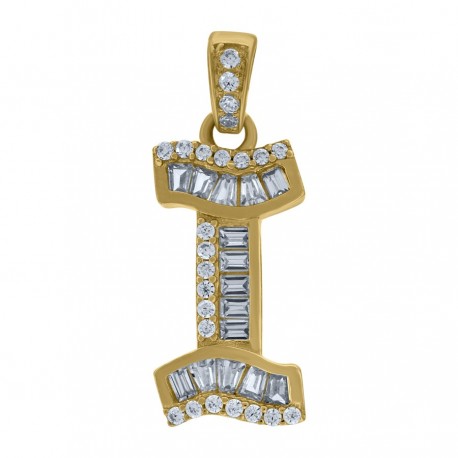 10Kt Gold Initial "I" Letter Pendant