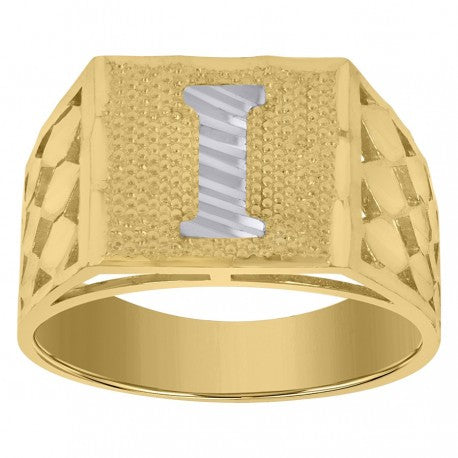 10Kt Gold Initial "I" Letter Ring