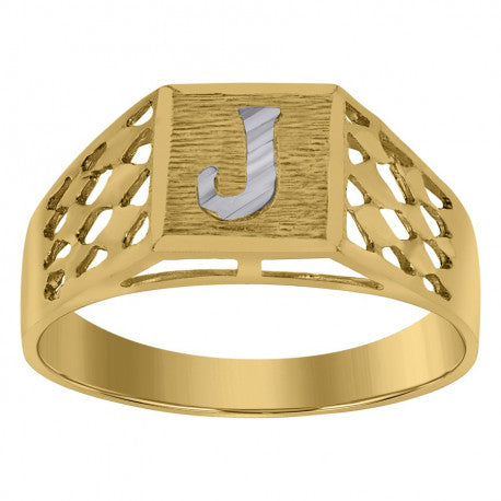 10Kt Gold Initial "J" Letter Ring