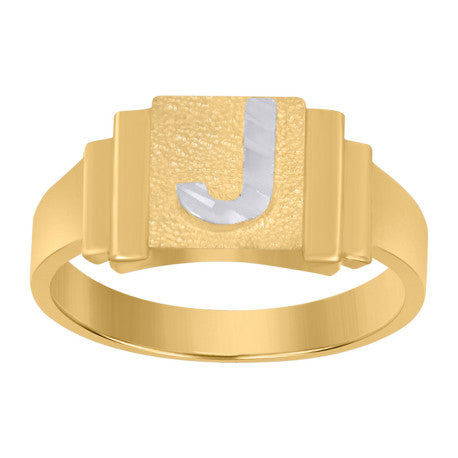 10Kt Gold Initial Letter Ring "J"