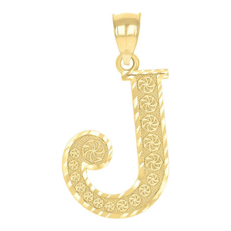 10Kt Gold Initial Letter Pendant "J"