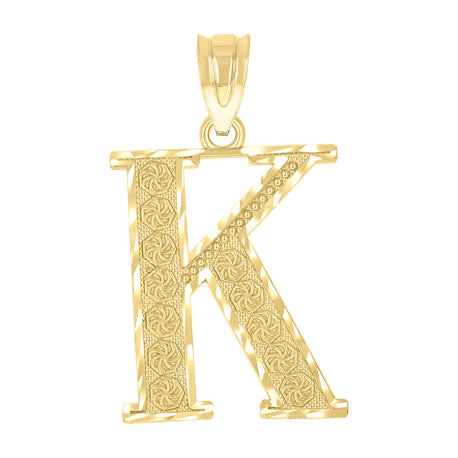 10Kt Gold Initial "K" Letter Pendant