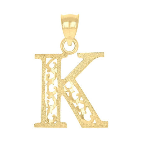 10Kt Gold Initial "K" Letter Pendant