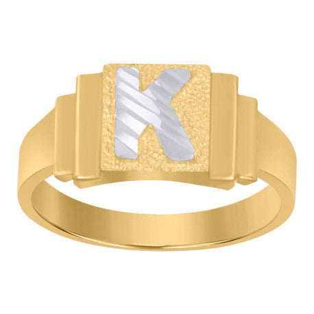10Kt Gold Initial Letter Ring "K"