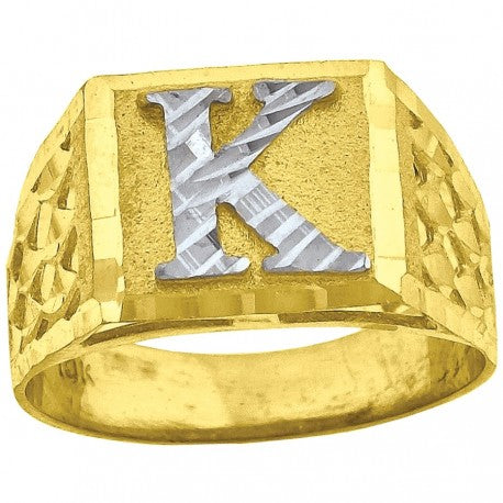10Kt Gold Initial "K" Letter Ring