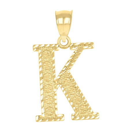 10Kt Gold Initial Letter Pendant "K"