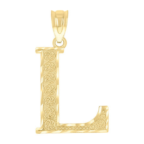 10Kt Gold Initial "L" Letter Pendant