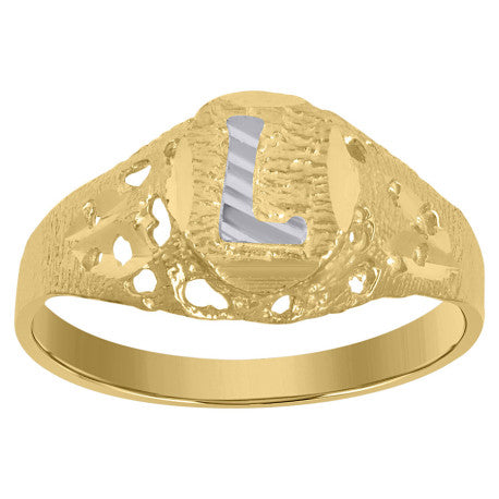 10Kt Gold Initial "L" Letter Ring