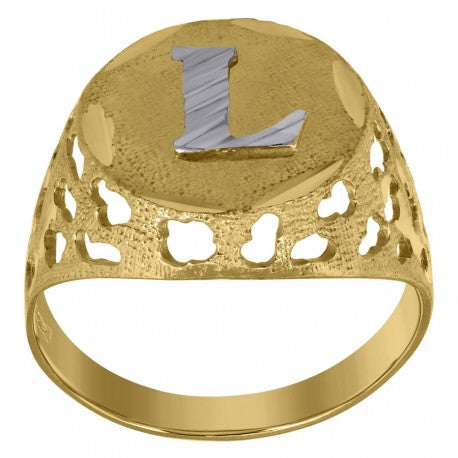 10Kt Gold Initial "L" Letter Ring