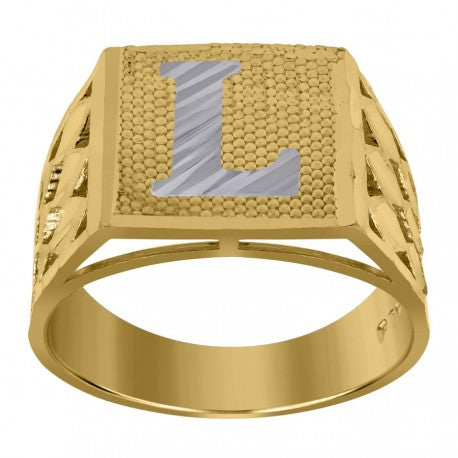 10Kt Gold Initial "L" Letter Ring