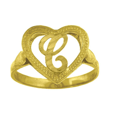10Kt Gold Initial Letter "C" Ring