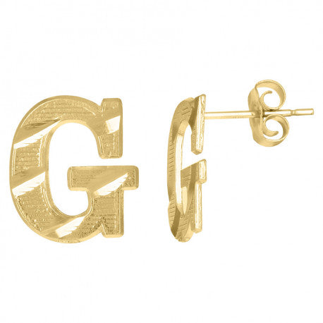 10Kt Gold Initial Letter Earrings "G"