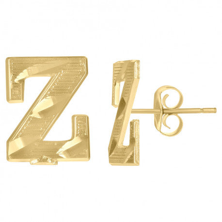 10Kt Gold Initial Letter Earrings "Y"