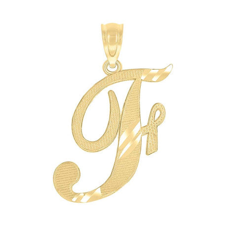 10Kt Gold Initial Letter "F" Pendant