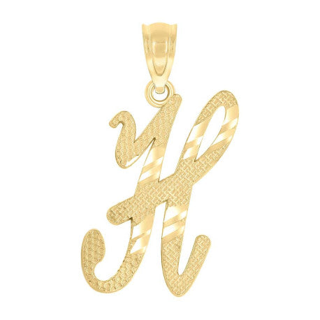 10Kt Gold Initial Letter "H" Pendant