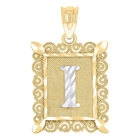 10Kt Gold Initial Letter "I" Pendant