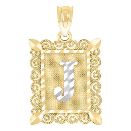 10Kt Gold Initial Letter "J" Pendant