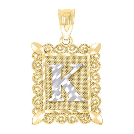 10Kt Gold Initial Letter "K" Pendant