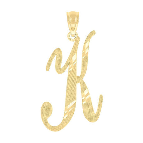 10Kt Gold Initial Letter "K" Pendant