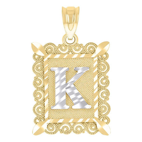 10Kt Gold Initial Letter "K" Pendant